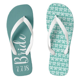 Bridge Personalisiert Wedding Türkis Flip Flops