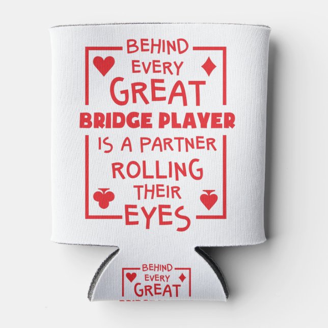 Bridge Player Partner rollt ihre Augen lustig Dosenkühler (Vorderseite)