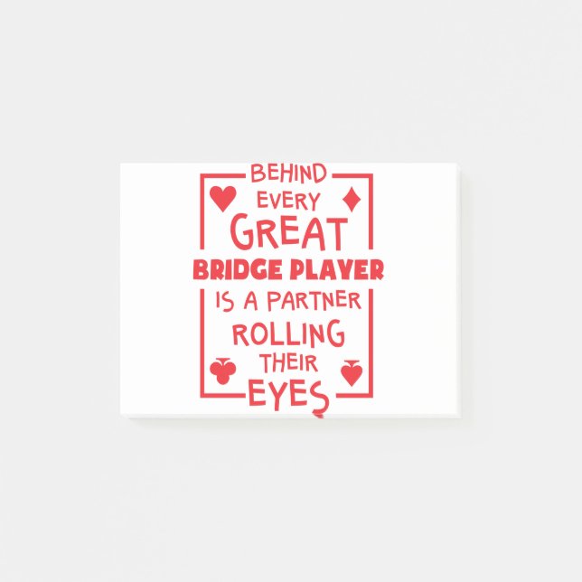 Bridge Player Partner rollt ihre Augen lustig Post-it Klebezettel (Vorderseite)