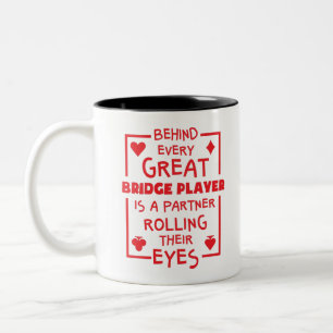 Bridge Player Partner rollt ihre Augen lustig Zweifarbige Tasse