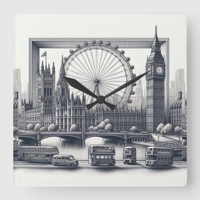 Bridge Quadratische Wanduhr (Vorderseite)