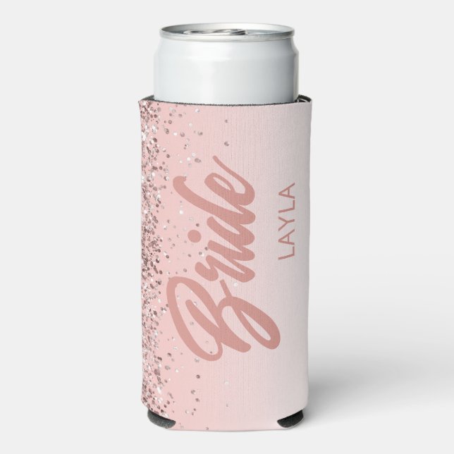 Bridge Rose Gold Glitzer Script Personalisiert Nam Selters Dosenkühler (Seltzer Rückseite)