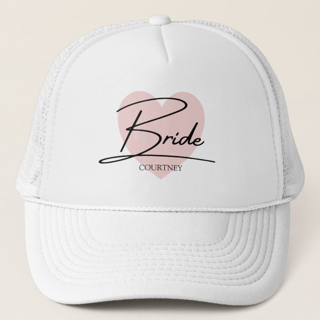 Bridge Script Pink Heart Individuelle Name Truckerkappe (Vorderseite)