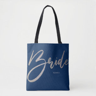 Bridge Silver Glitzer & Navy Princess Calligraphy Tasche
