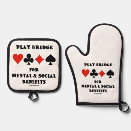 Bridge spielen für geistige und soziale Vorteile K Ofenhandschuh & Topflappen-Set