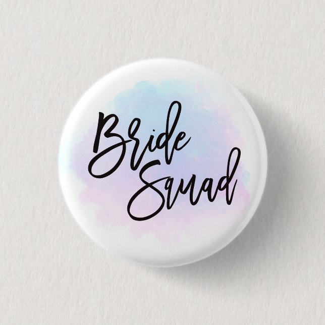 Bridge Squad Black Script Hübsch Pastel Wasserfarb Button (Vorderseite)