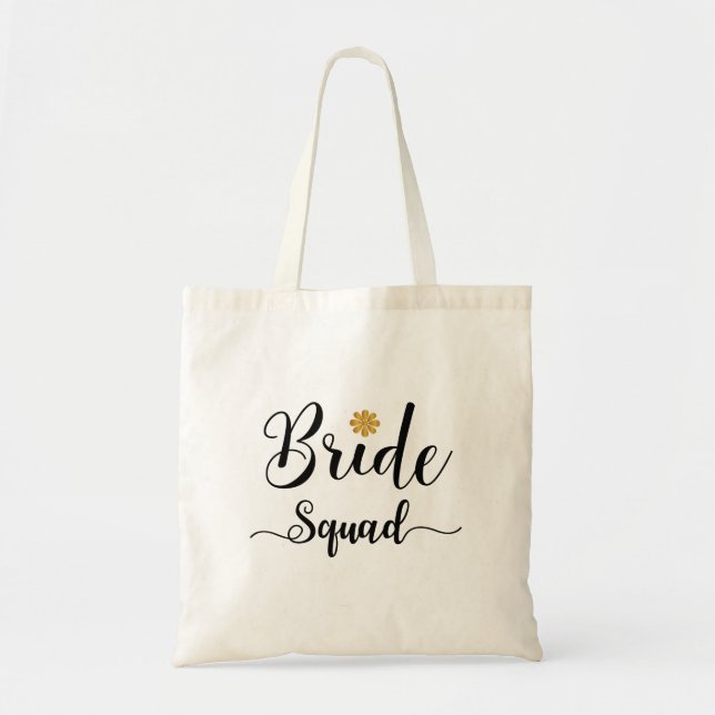 Bridge Squad Black Text Gold-Blume-Modern Tragetasche (Vorne)