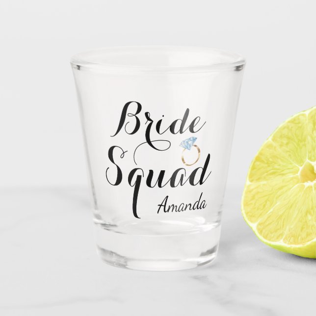 Bridge Squad Individuelle Name Diamond Ring Schnapsglas (Vorderseite)