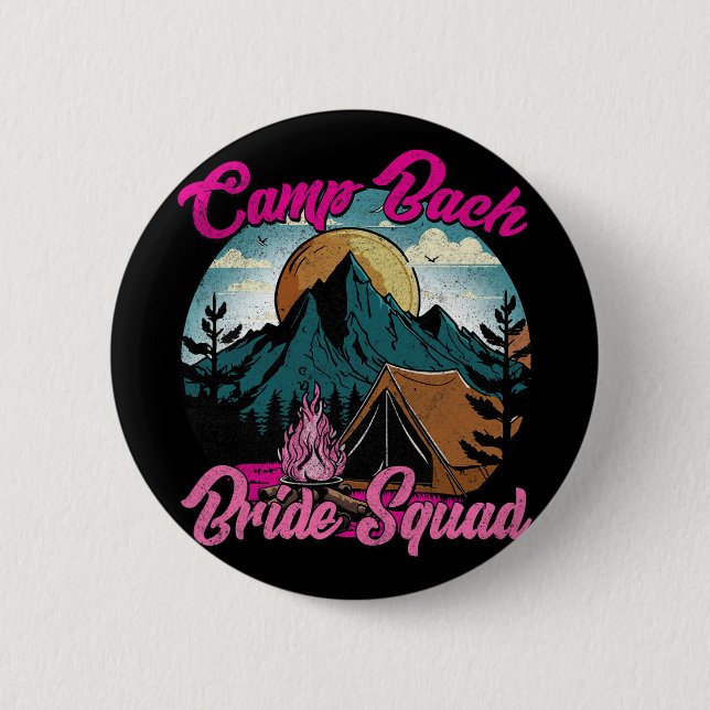 Bridge Squad Retro Camping Camp Junggeselinnen-Abs Button (Vorderseite)
