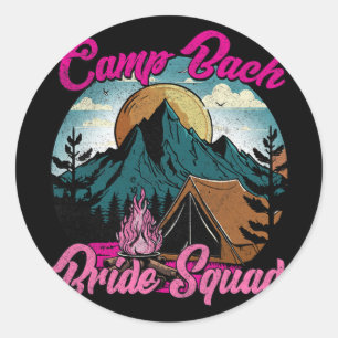 Bridge Squad Retro Camping Camp Junggeselinnen-Abs Runder Aufkleber