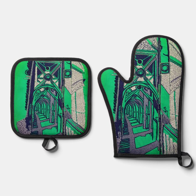 Bridge structure ofenhandschuh & Topflappen-Set (Vorderseite)