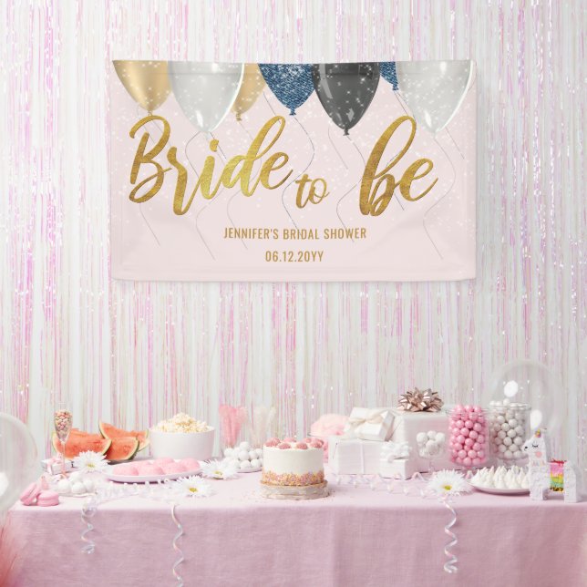Bridge to be Balloons Denim Pink Brautparty Banner (Party)