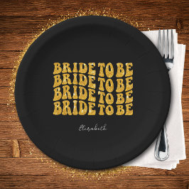 Bridge to be Gold Glitzer Text with name, Black Pappteller