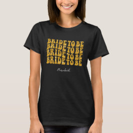 Bridge to be Gold Glitzer Text with name, Black T-Shirt