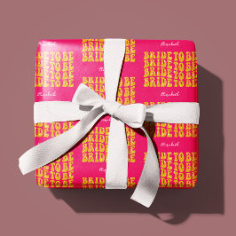 Bridge to be Gold Glitzer Text with name, Pink Geschenkpapier