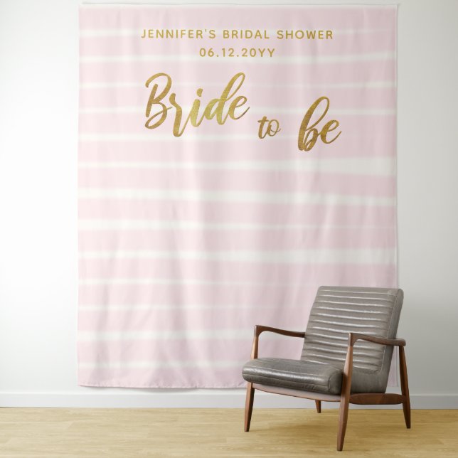 Bridge to be Pink Stripes Boho Chic Bridal Hinterg Wandteppich (Beispiel)