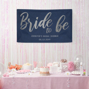 Bridge to be Silver Calligraphy Navy Brautparty Banner