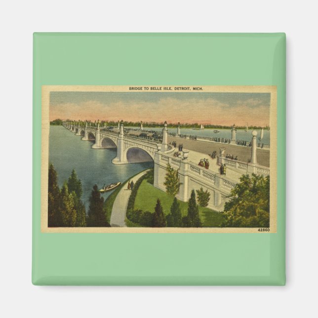 Bridge to Belle Isle Detroit, Michigan, Vintag Magnet (Vorne)