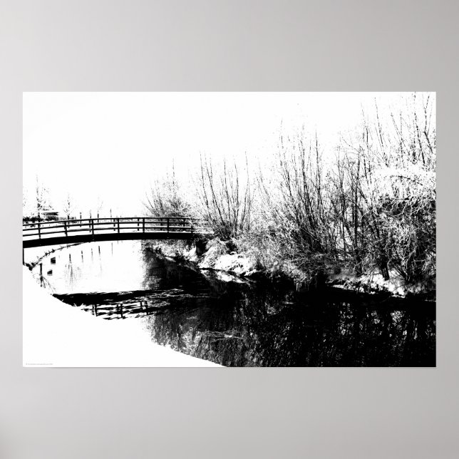 Bridge und Stream Winter Scene Wapcn Poster (Vorne)