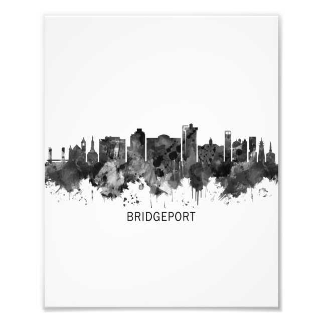 Bridgeport Connecticut Skyline BW Fotodruck (Vorne)