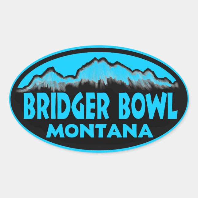 Bridger Bowl Montana Oval Aufkleber (Vorderseite)