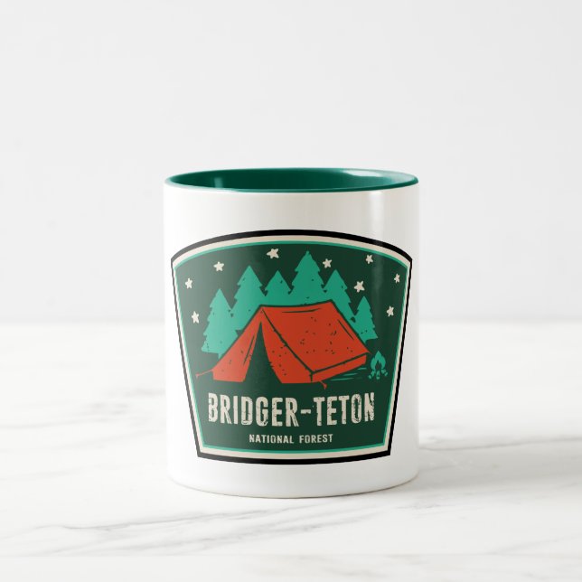 Bridger-Teton National Forest Camping Zweifarbige Tasse (Mittel)