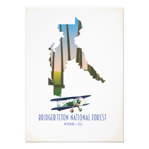 Bridger-Teton Nationalforest, Wyoming Karte Fotodruck