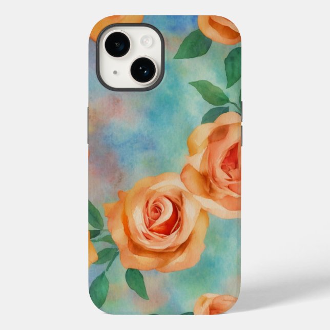 Bridgerton Boho inspirierte Aquarellorange Case-Mate iPhone 14 Hülle (Rückseite)