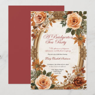 Bridgerton Herbst-Brautabschied-Teeparty-Einladung Einladung