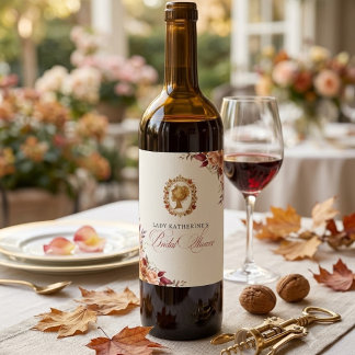 Bridgerton Herbst-Brautjungfer-Einladung Floral Weinetikett