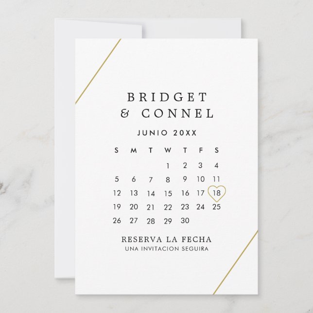 Bridget Geometric Modern Spanish Wedding Save The Date (Vorderseite)
