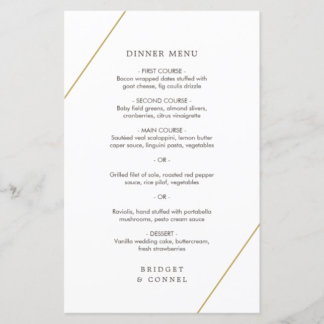 Bridget Geometric Modern Wedding Menu (Vorderseite)