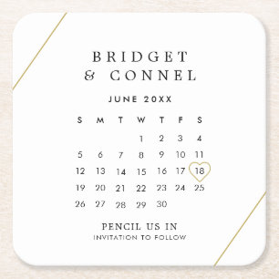 Bridget Geometric Modern Wedding speichert das Dat Rechteckiger Pappuntersetzer
