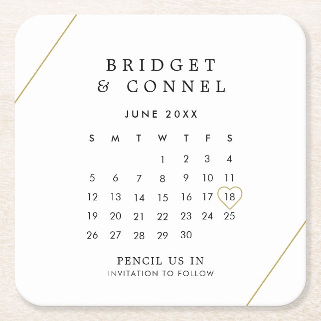 Bridget Geometric Modern Wedding speichert das Dat Rechteckiger Pappuntersetzer (Vorderseite)