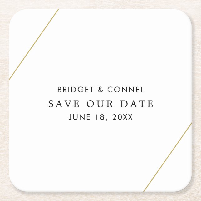 Bridget Geometric Modern Wedding speichert das Dat Rechteckiger Pappuntersetzer (Vorderseite)