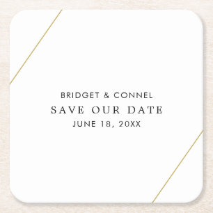 Bridget Geometrische Moderne Hochzeit - Termin vor Rechteckiger Pappuntersetzer