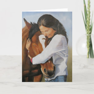 Bridget und ihre Rescue Horse Art Grußkarte Karte