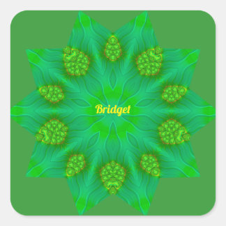 ~BRIDGET ~ WOW! ~ 10 Zeltstern ~ Grün ~ Quadratischer Aufkleber