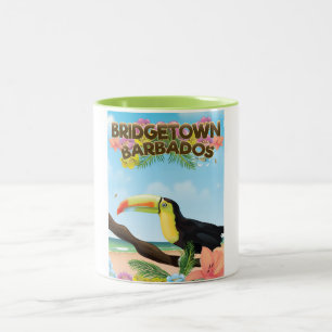 Bridgetown Barbados Tukane-Reiseplakat Zweifarbige Tasse