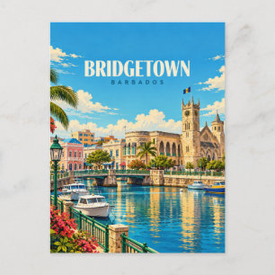 Bridgetown Barbados Vintage Reise Kunst Postkarte