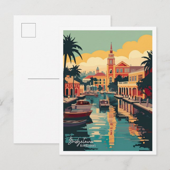 Bridgetown Barbados Vintage Reise Postkarte (Vorne/Hinten)