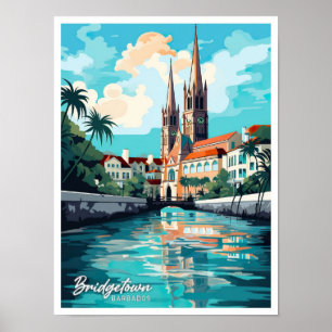 Bridgetown Barbados Vintage-Reiseillustration Poster