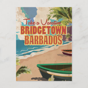 Bridgetown, Barbados Vintage Travel Poster Postkarte