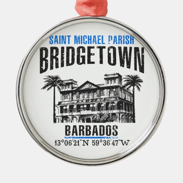 Bridgetown Silbernes Ornament (Vorne)
