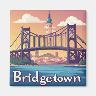 Bridgetown Sonnenuntergangsbrücke über Wasser mit Magnet