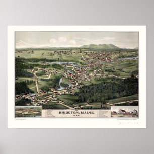 Bridgton, ICH panoramische Karte - 1888 Poster