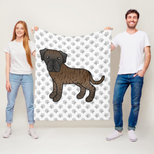 Bridle English Mastiff Niedlich Cartoon Dog & Paws Fleecedecke