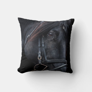 Bridled Black Stallion Face Kissen