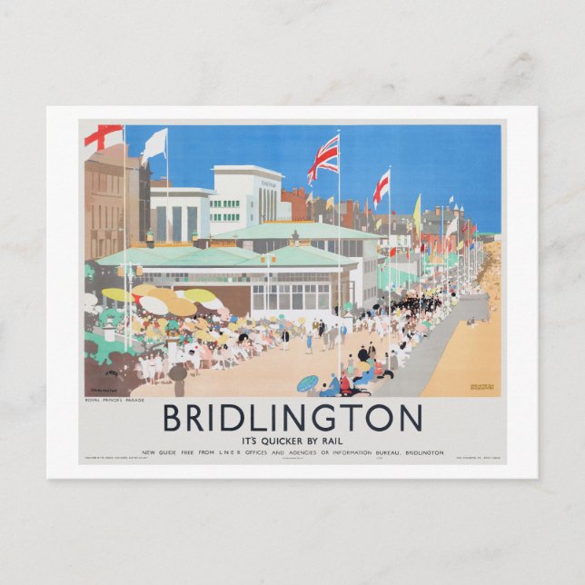 Bridlington UK Vintage Poster 1939 Postkarte (Vorderseite)