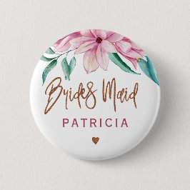 Bridmaid Brautparty aus geblümtem Rosa Button